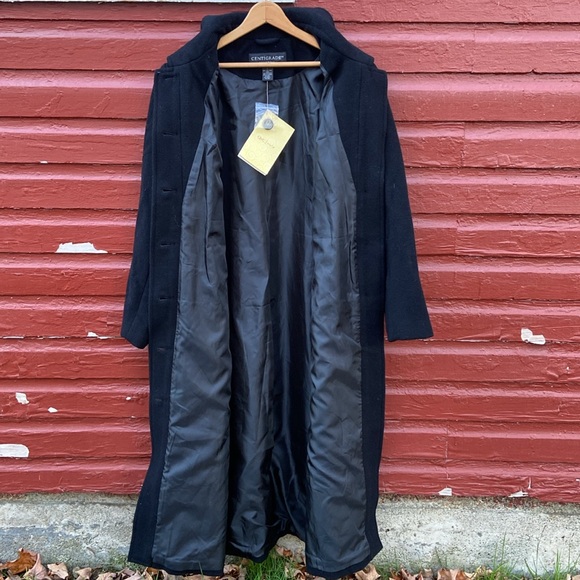 NWT QVC Centigrade Black 100% Wool 7-Button Long Full Length Coat Women’s Size L - Picture 3 of 6